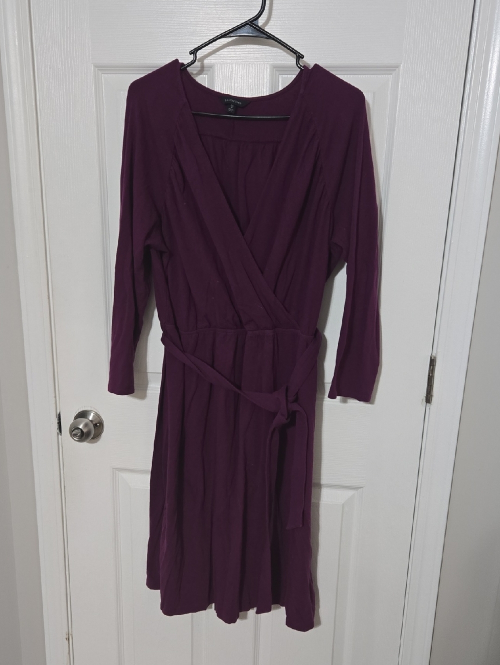 Lands' End Plum Wrap Dress with Waist Tie
